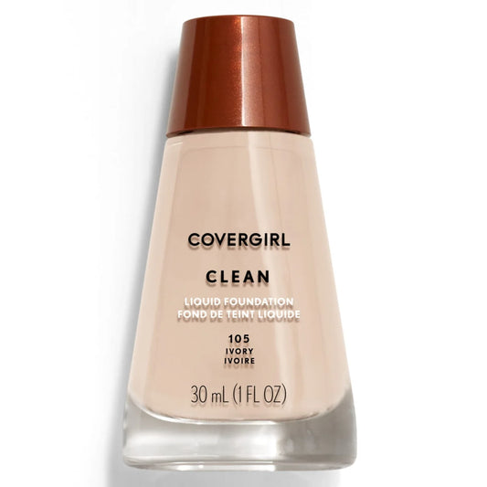 Clean Liquid Foundation, 105 Ivory, 1 Fl Oz, Liquid Foundation, Moisturizing Foundation, Lightweight Foundation, Cruelty-Free Foundation, Unscented Foundation