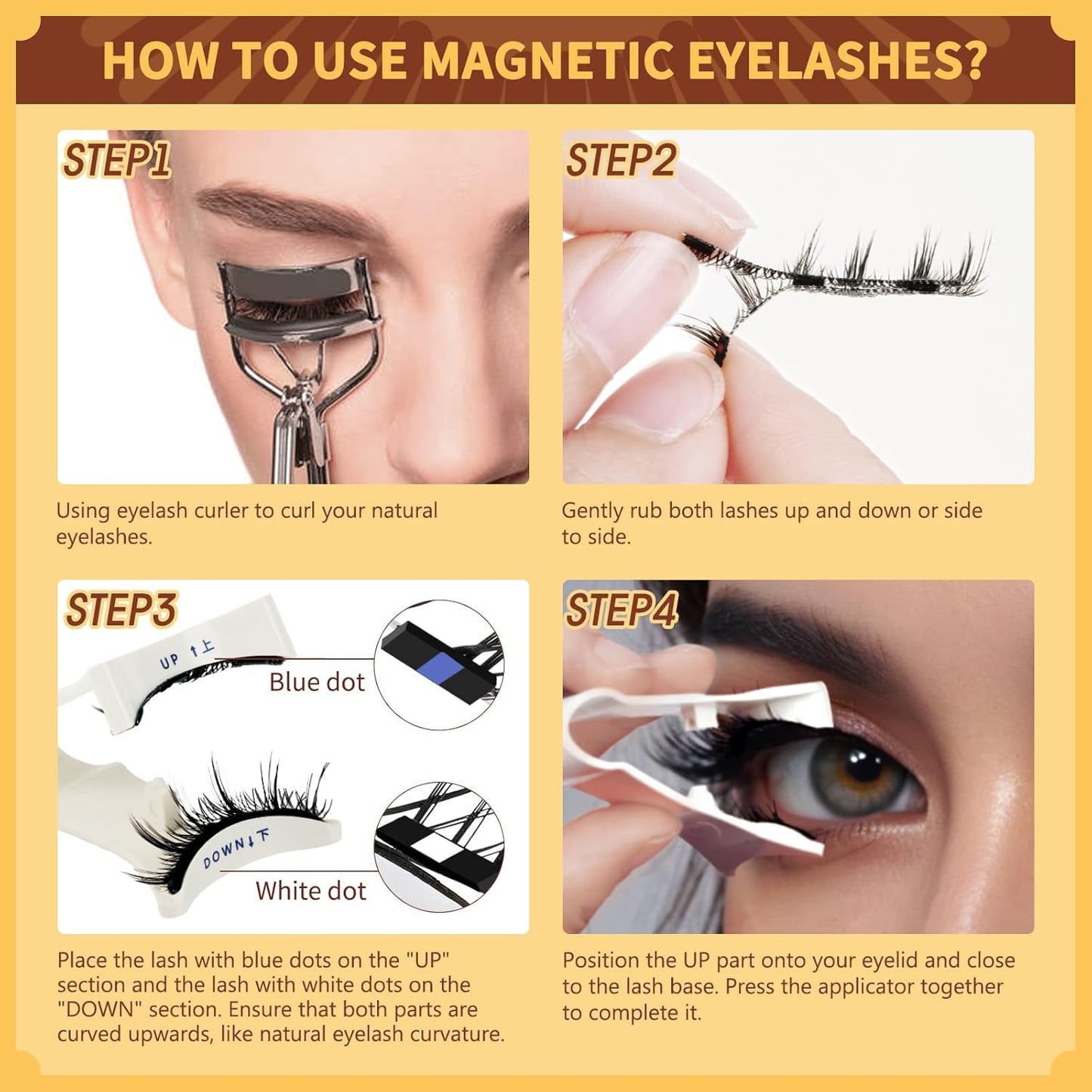 Magnetic Eyelashes with Applicator 1 Pair Reusable Magnetic Eyelashes No Glue Needed Magnetic Eyelashes Cat Eye Natural Look Magnetic Lashes Kit Easy to Wear and Remove(Magnetic Eyelashes-B03)