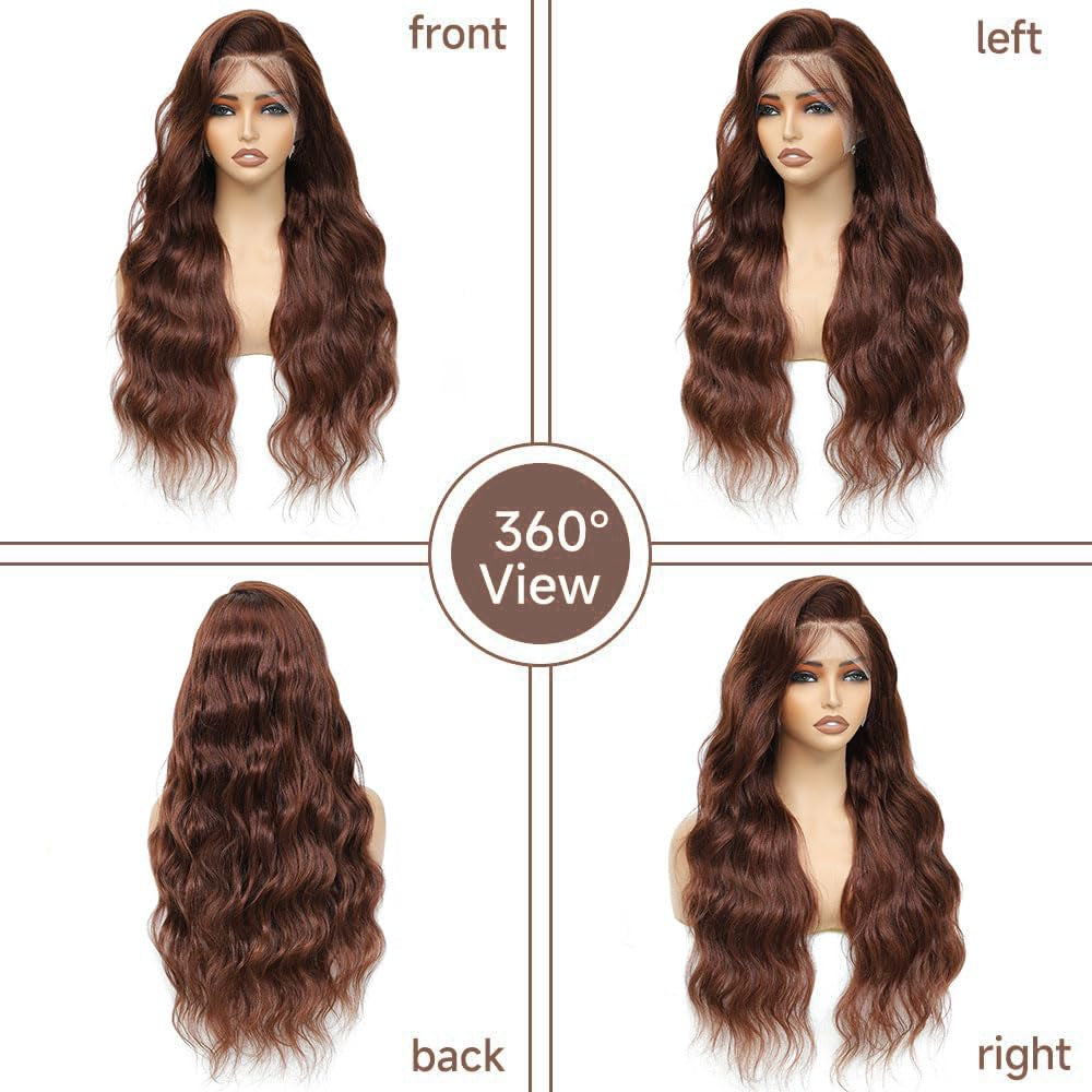 Brown Wig Human Hair 13X4 Body Wave Chocolate Brown Lace Front Wig Human Hair Pre Plucked with Baby Hair Frontal Wigs Human Hair 200% Density Chestnut Brown Wig Colored Wigs Human Hair 24 Inch