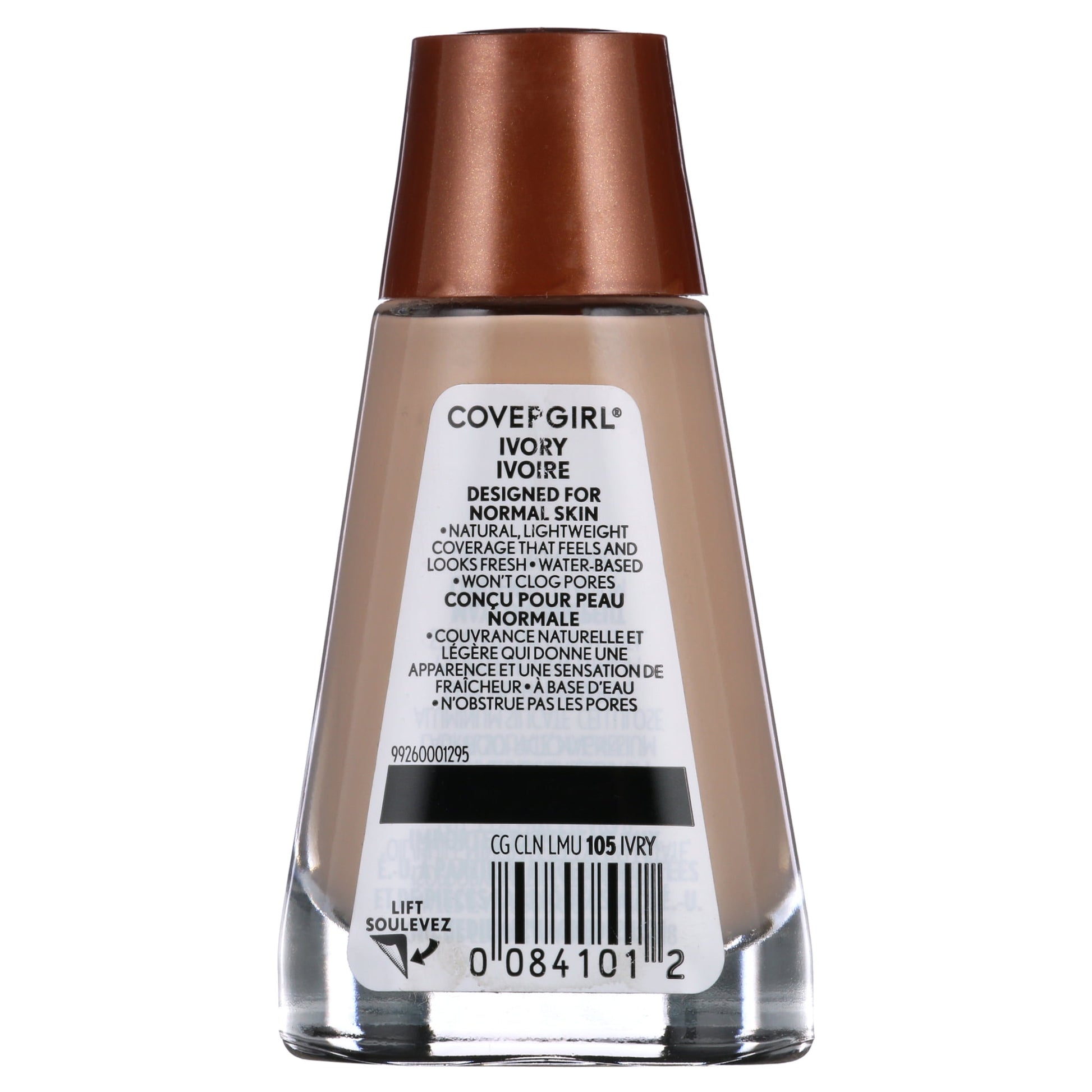 Clean Liquid Foundation, 105 Ivory, 1 Fl Oz, Liquid Foundation, Moisturizing Foundation, Lightweight Foundation, Cruelty-Free Foundation, Unscented Foundation