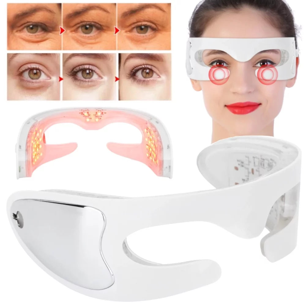 3D Anti-Aging Eye Massager Glasses, Rechargeable Red Light Led Eye Mask with Led Therapy for Wrinkles, Puffiness, Dark Circles, and Eye Fatigue