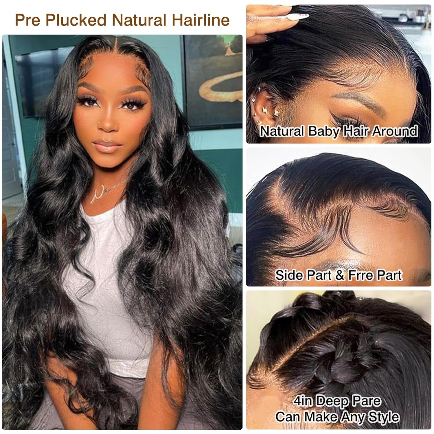 13X4 Lace Front Wigs Human Hair 28 Inch 180% Density Body Wave Lace Front Wigs Human Hair Pre Plucked HD Transparent Lace Frontal Wigs Human Hair Lace Front Wigs Baby Hair Human Hair Wig for Women