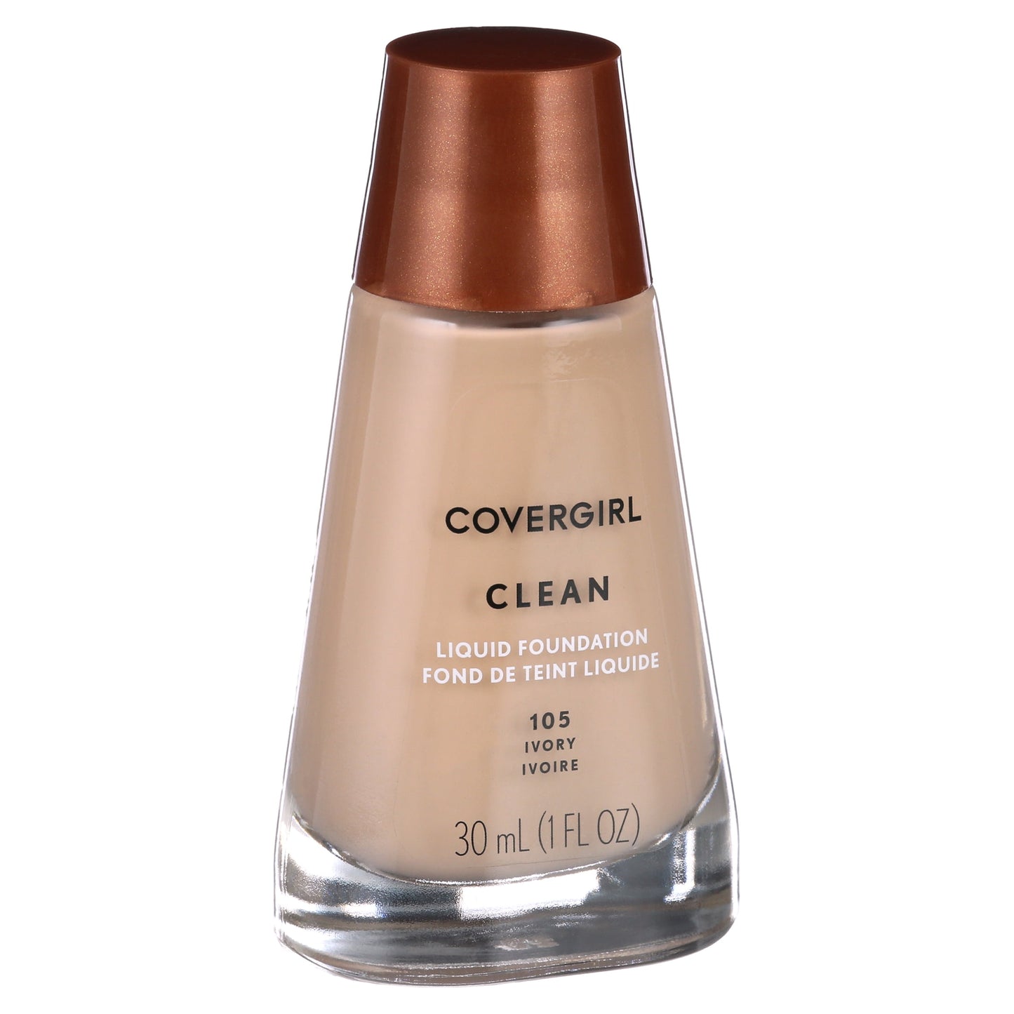 Clean Liquid Foundation, 105 Ivory, 1 Fl Oz, Liquid Foundation, Moisturizing Foundation, Lightweight Foundation, Cruelty-Free Foundation, Unscented Foundation